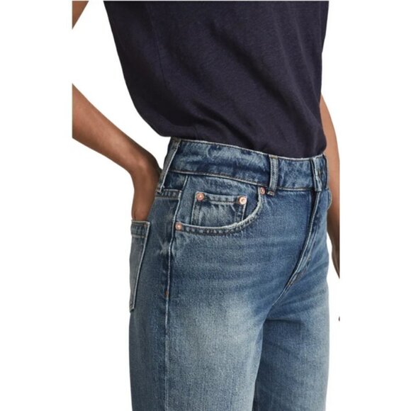 💕REISS💕 Elle High Waist Crop Jeans ~ Mid Blue 30 NWT - Picture 6 of 16